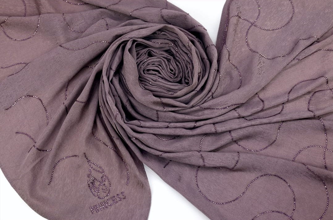 BeingMuslims Elegant Sparkle Detailing Satin Hijab Pack of 5