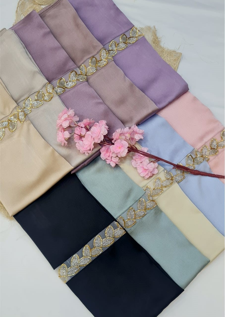 BeingMuslims Elegant Lace Bubble Satin Hijab Pack of 10
