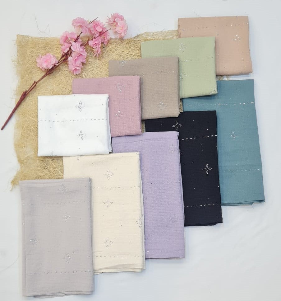 BeingMuslims Diamond Stone Bubble Chiffon Hijab Pack of 10