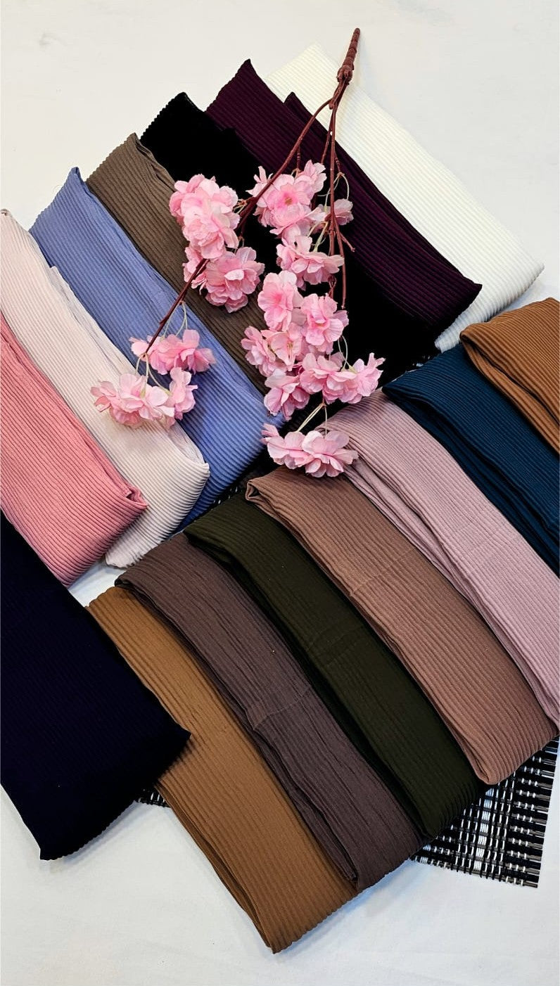BeingMuslims Ribbed Chiffon Soft Hijab Pack of 10
