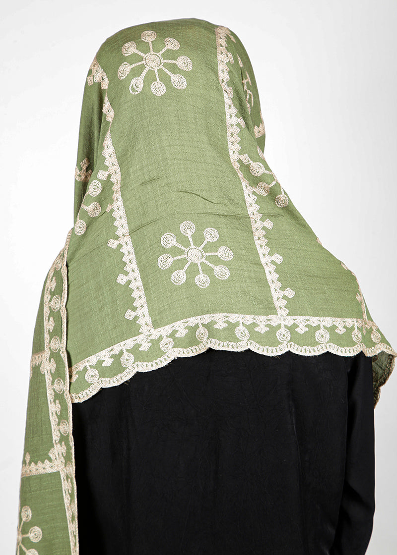 BeingMuslims Desginer Embroidered Cotton Hijab Green Pack of 10