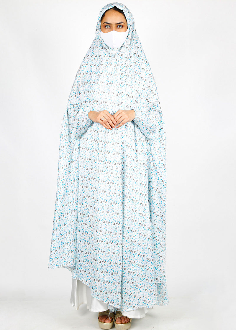 BeingMuslims Printed Jilbab Ankle Length Cool Soft White Pack of 10