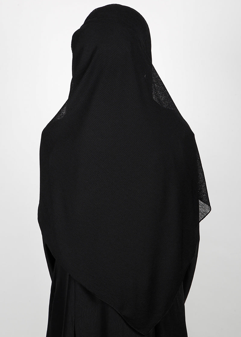 BeingMuslims Classic Ribbed Textured Jersey Hijab Black Pack of 10