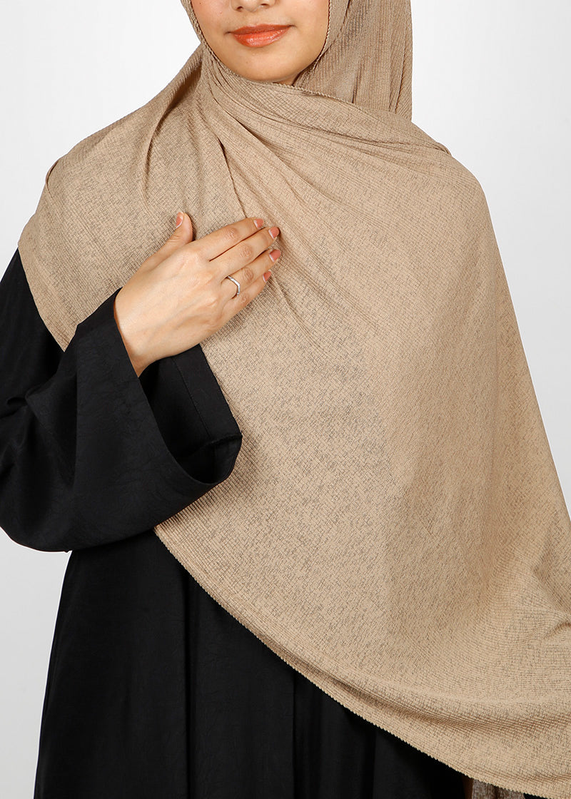 BeingMuslims Classic Ribbed Textured Jersey Hijab Dark Beige Pack of 10