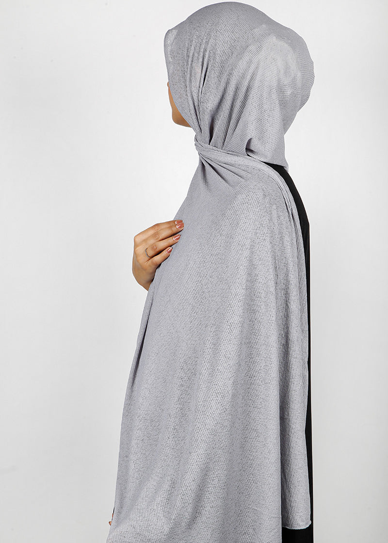 BeingMuslims Classic Ribbed Textured Jersey Hijab Grey Pack of 10