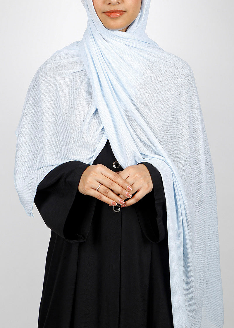 BeingMuslims Classic Ribbed Textured Jersey Hijab Ice Blue Pack of 10