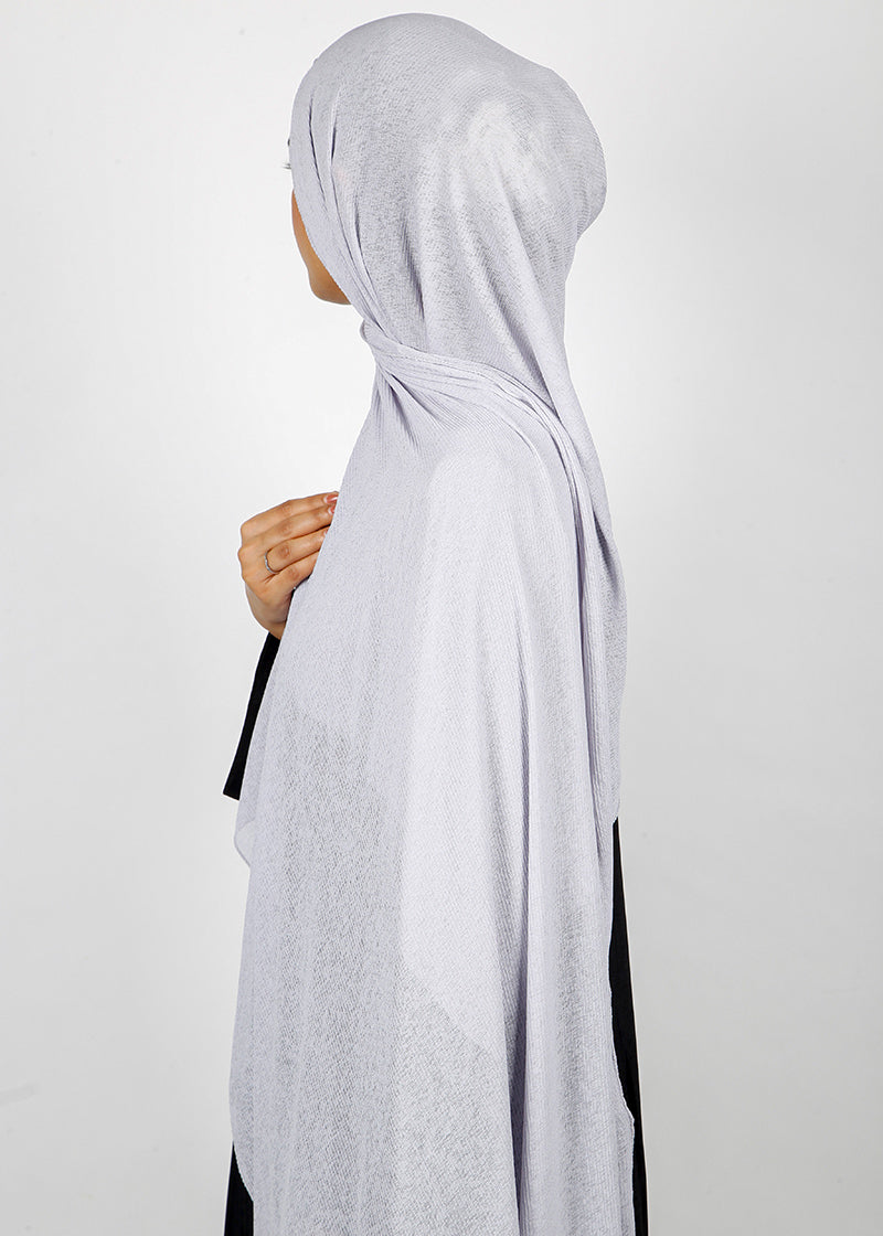 BeingMuslims Classic Ribbed Textured Jersey Hijab Silver Pack of 10