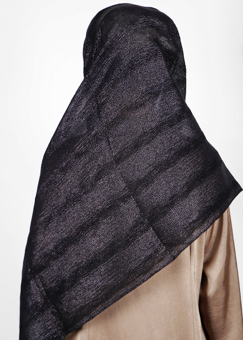 BeingMuslims Metallic Acqua Party Wear Hijab Black Pack of 10