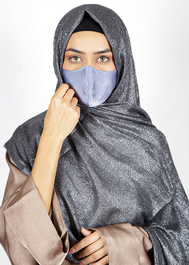 BeingMuslims Metallic Acqua Party Wear Hijab Grey Pack of 10
