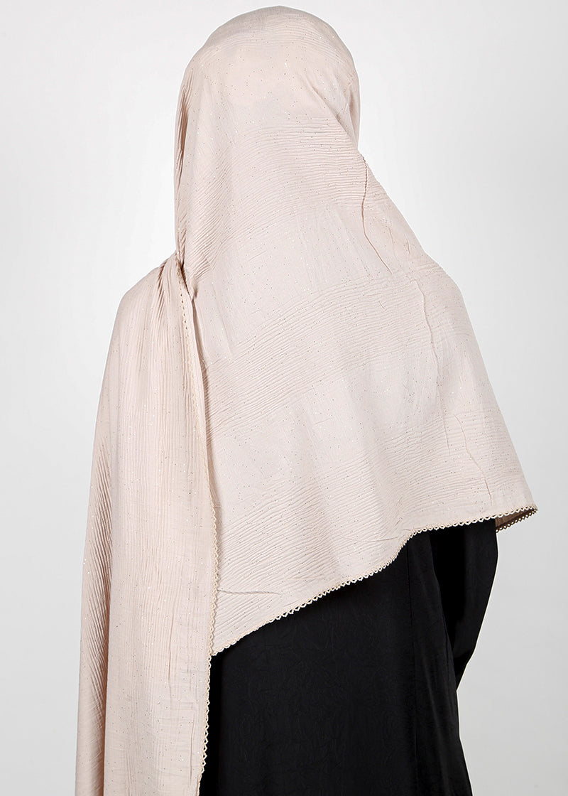 BeingMuslims Textured Mildly Sparkling Hijab Light Beige Pack of 10