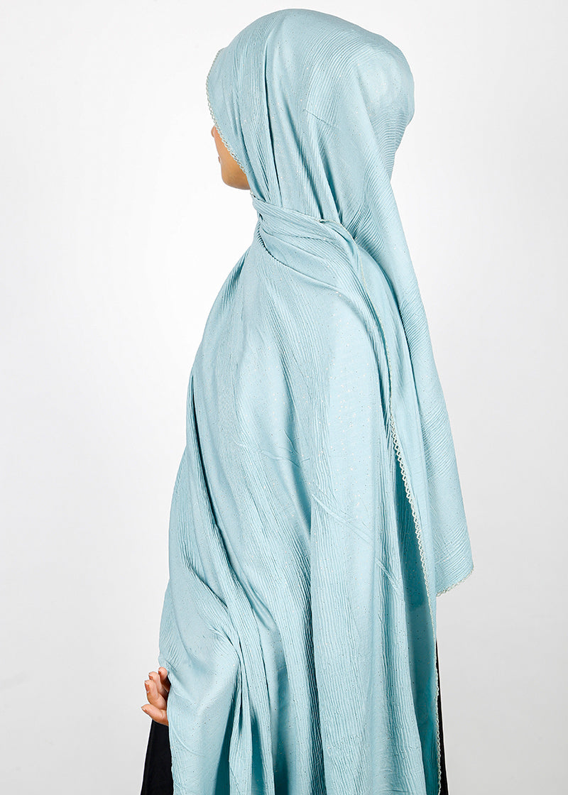 BeingMuslims Textured Mildly Sparkling Hijab Light Blue Pack of 10