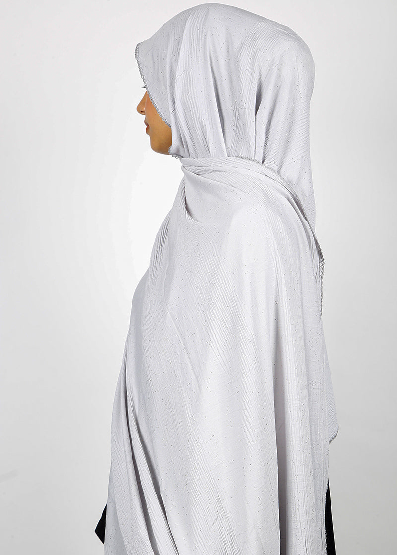 BeingMuslims Textured Mildly Sparkling Hijab Light Grey Pack of 10