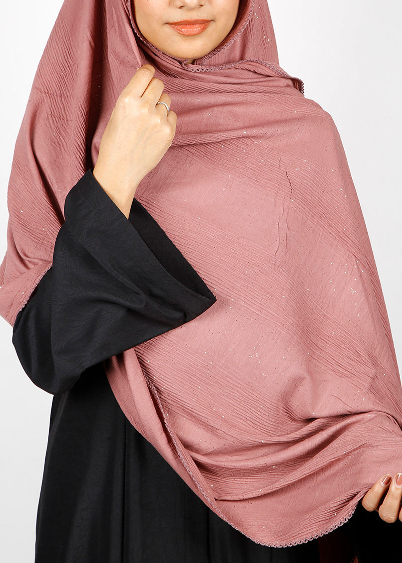 BeingMuslims Textured Mildly Sparkling Hijab Onion Pink Pack of 10