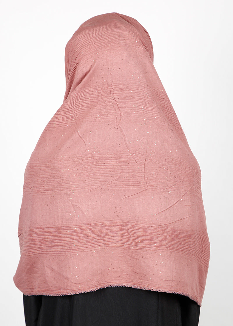 BeingMuslims Textured Mildly Sparkling Hijab Onion Pink Pack of 10