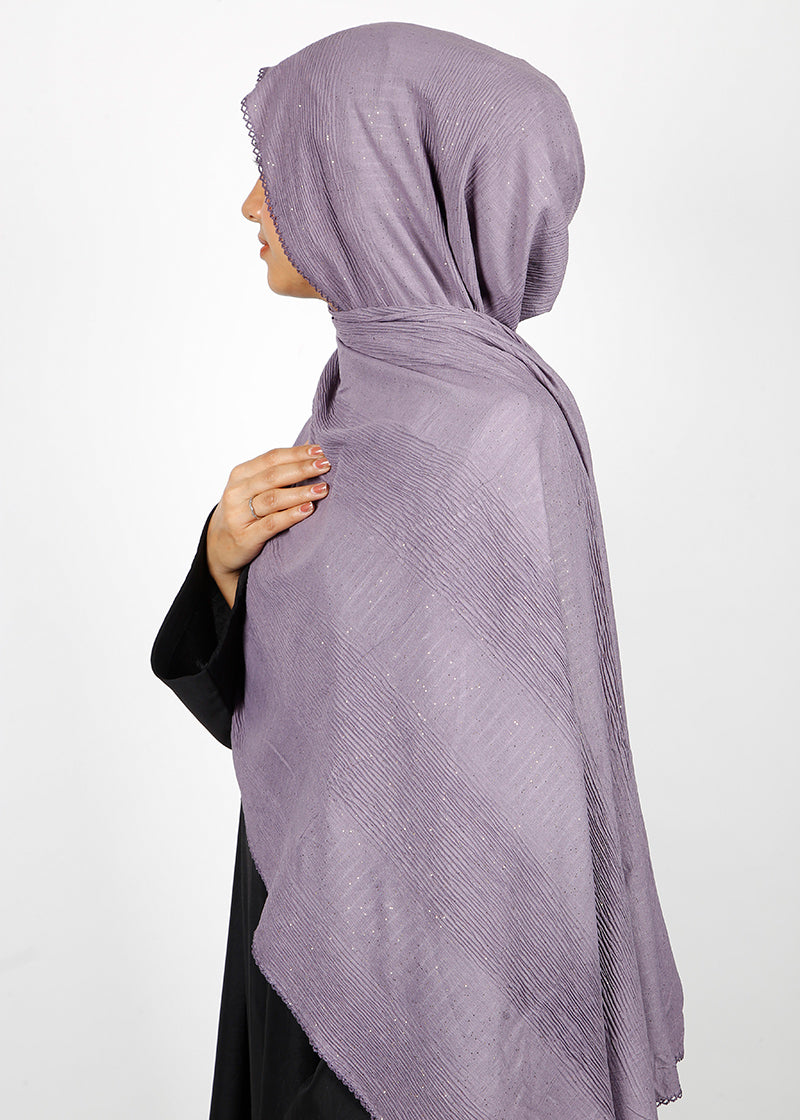 BeingMuslims Textured Mildly Sparkling Hijab Purple Pack of 10