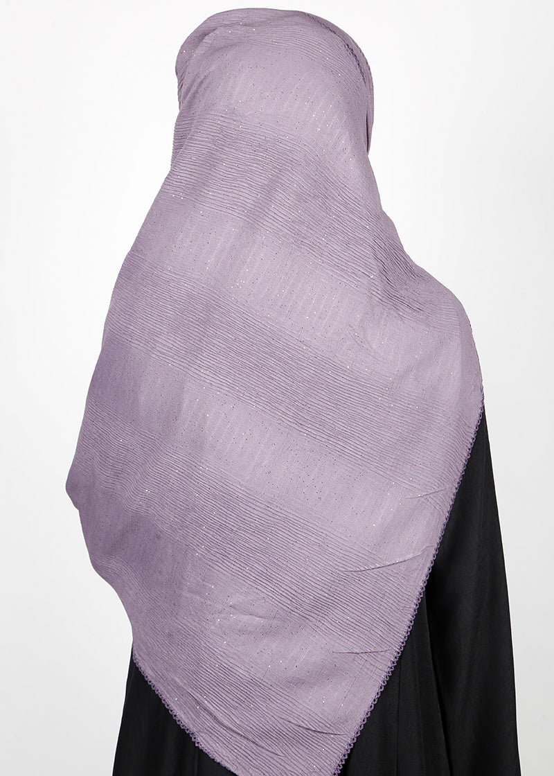 BeingMuslims Textured Mildly Sparkling Hijab Purple Pack of 10