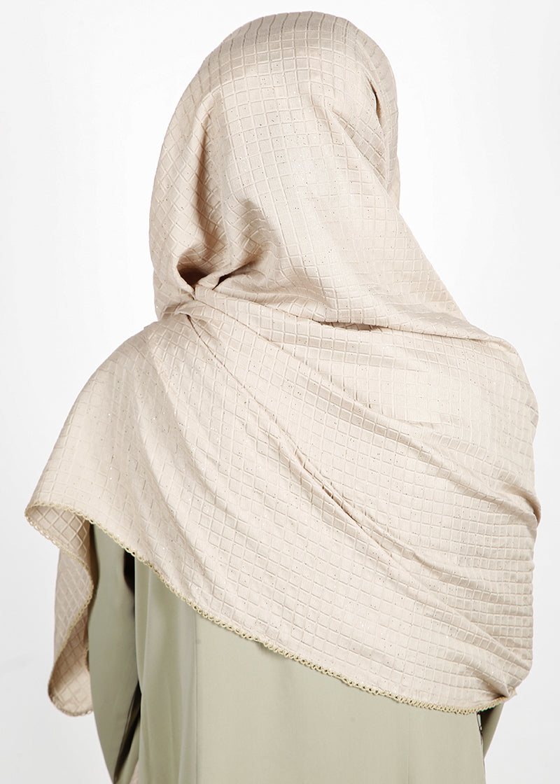 BeingMuslims Square Textured Hijab Light Beige Pack of 10