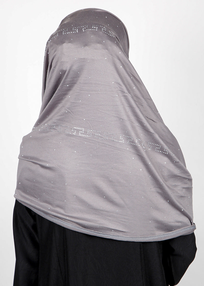 BeingMuslims Stylish Diamond Work Jersey Hijab Silver Grey Pack of 10