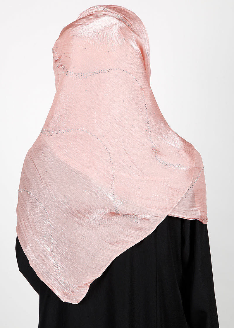 BeingMuslims Diamond Work Organza Blush Pink Hijab Blush pink Pack of 10