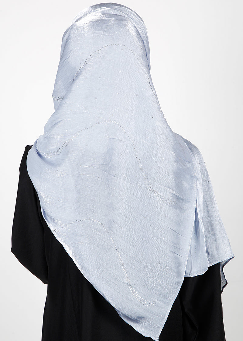 BeingMuslims Diamond Work Organza Blush Pink Hijab Ice Blue Pack of 10