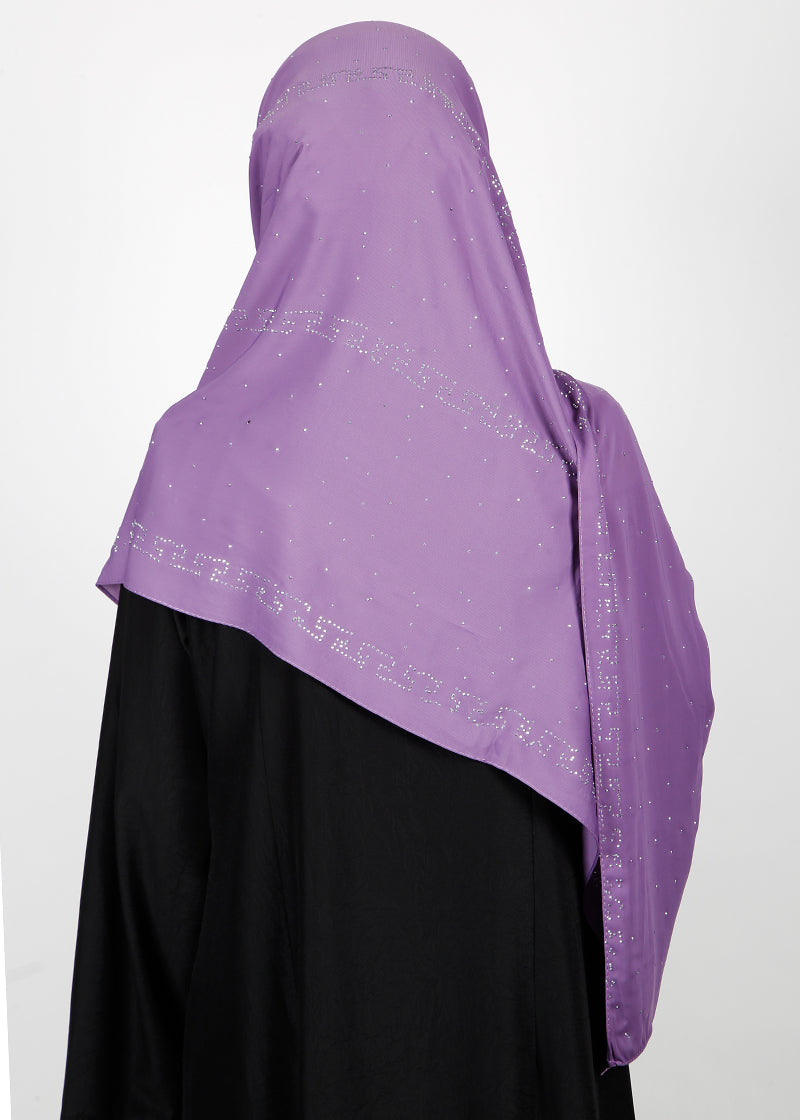 BeingMuslims Trendy Diamond Work Chiffon Hijab Lavender Pack of 10