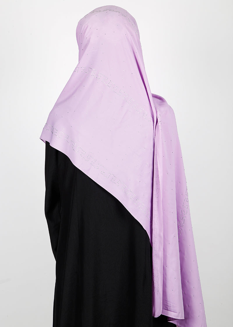 BeingMuslims Trendy Diamond Work Chiffon Hijab Lilac Pack of 10