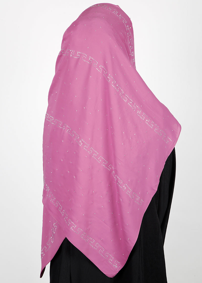BeingMuslims Trendy Diamond Work Chiffon Hijab Mulberry Pack of 10