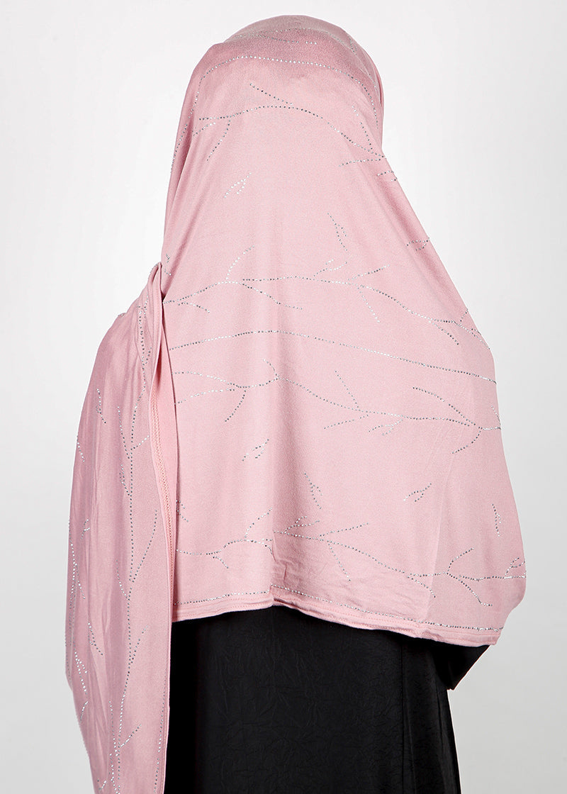 BeingMuslims Elegant Diamond Work Jersey Hijab Dusty Rose Pack of 10