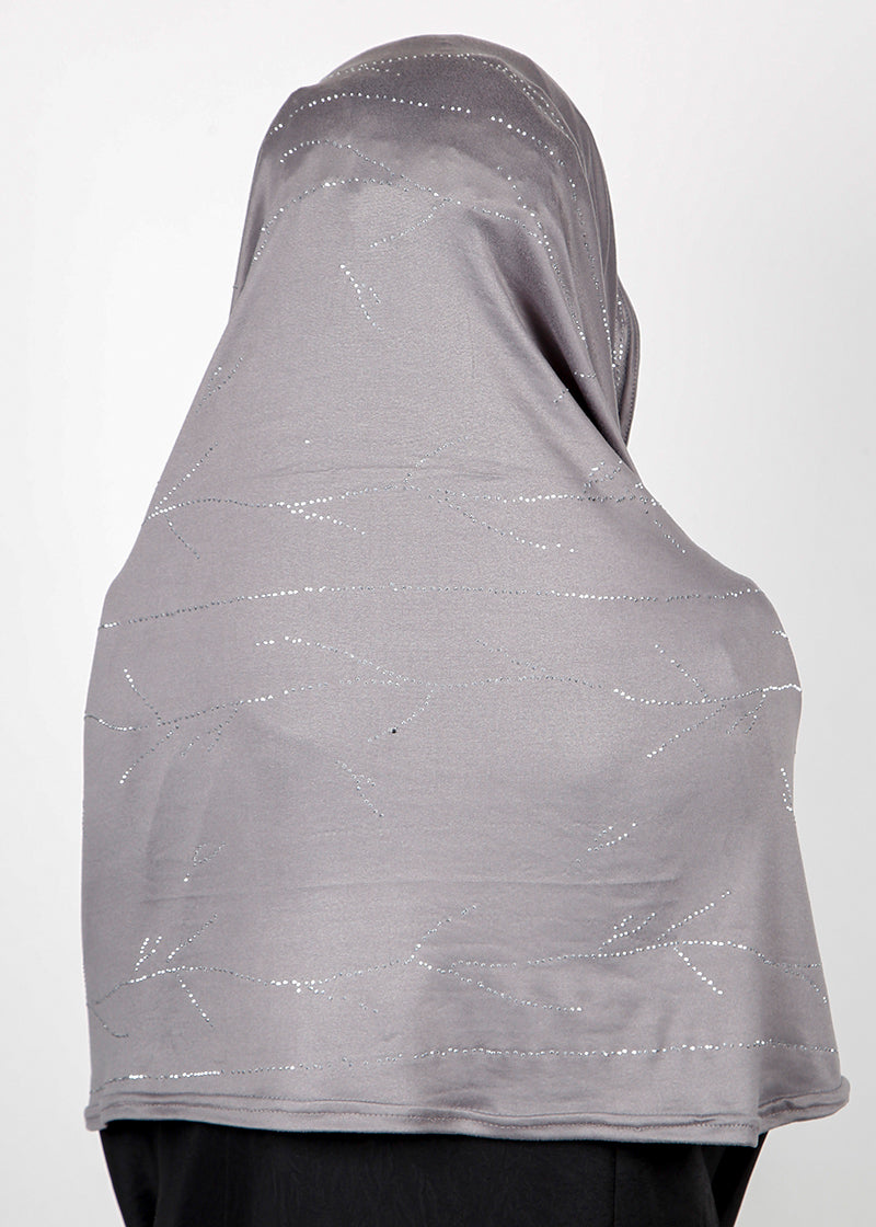 BeingMuslims Elegant Diamond Work Jersey Hijab Grey Pack of 10