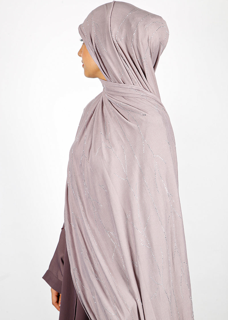 BeingMuslims Elegant Diamond Work Jersey Hijab Muted Mauve Pack of 10