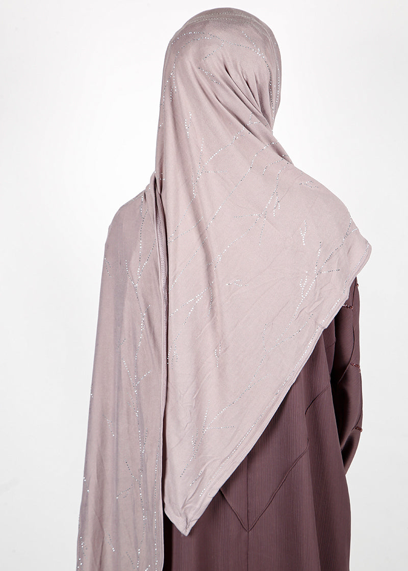 BeingMuslims Elegant Diamond Work Jersey Hijab Muted Mauve Pack of 10