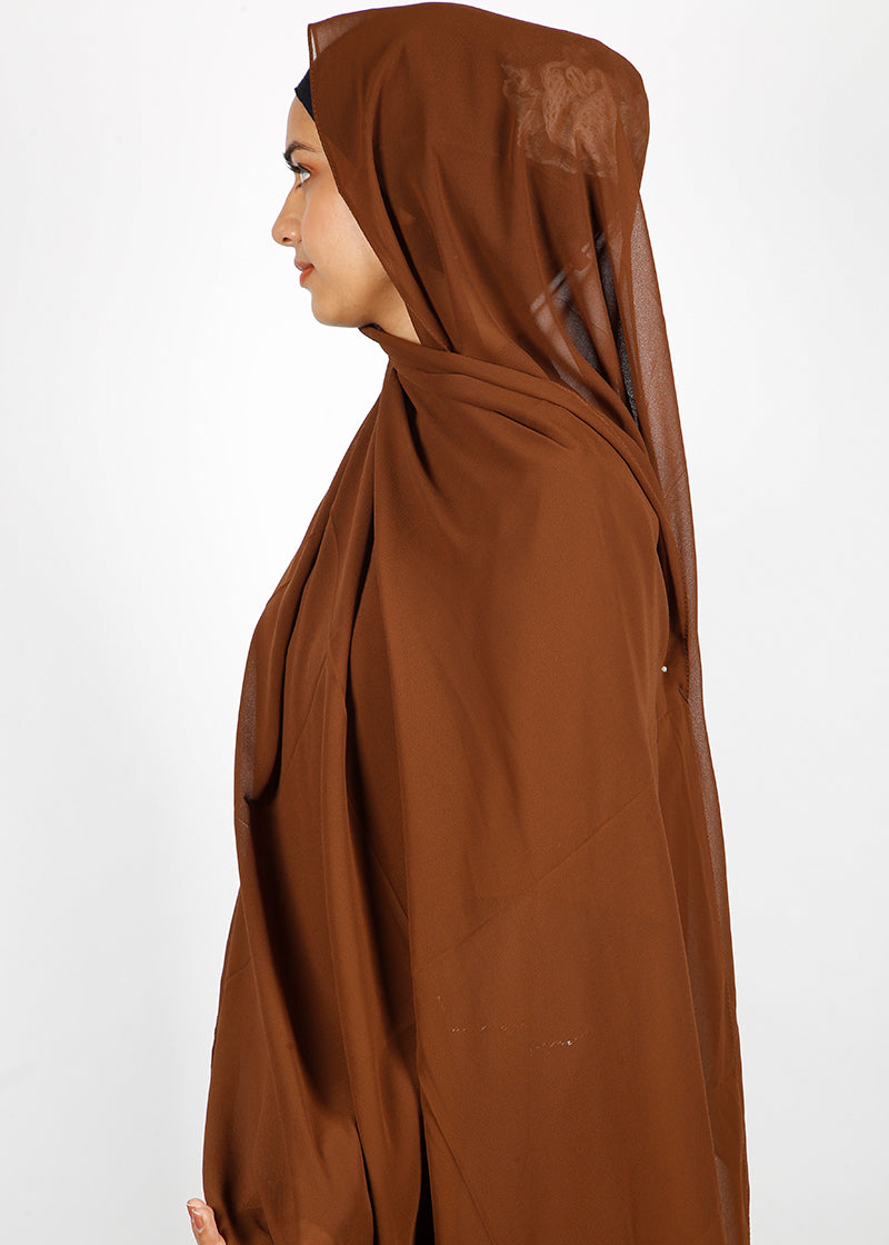 BeingMuslims Classic Luxe Georgette Hijab Brown Pack of 10