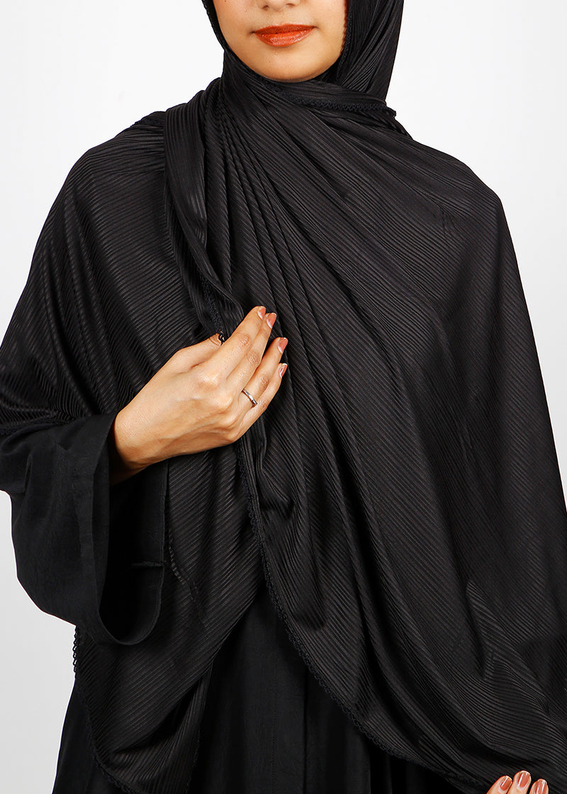 BeingMuslims Textured Gleaming Hijab Black Pack of 10
