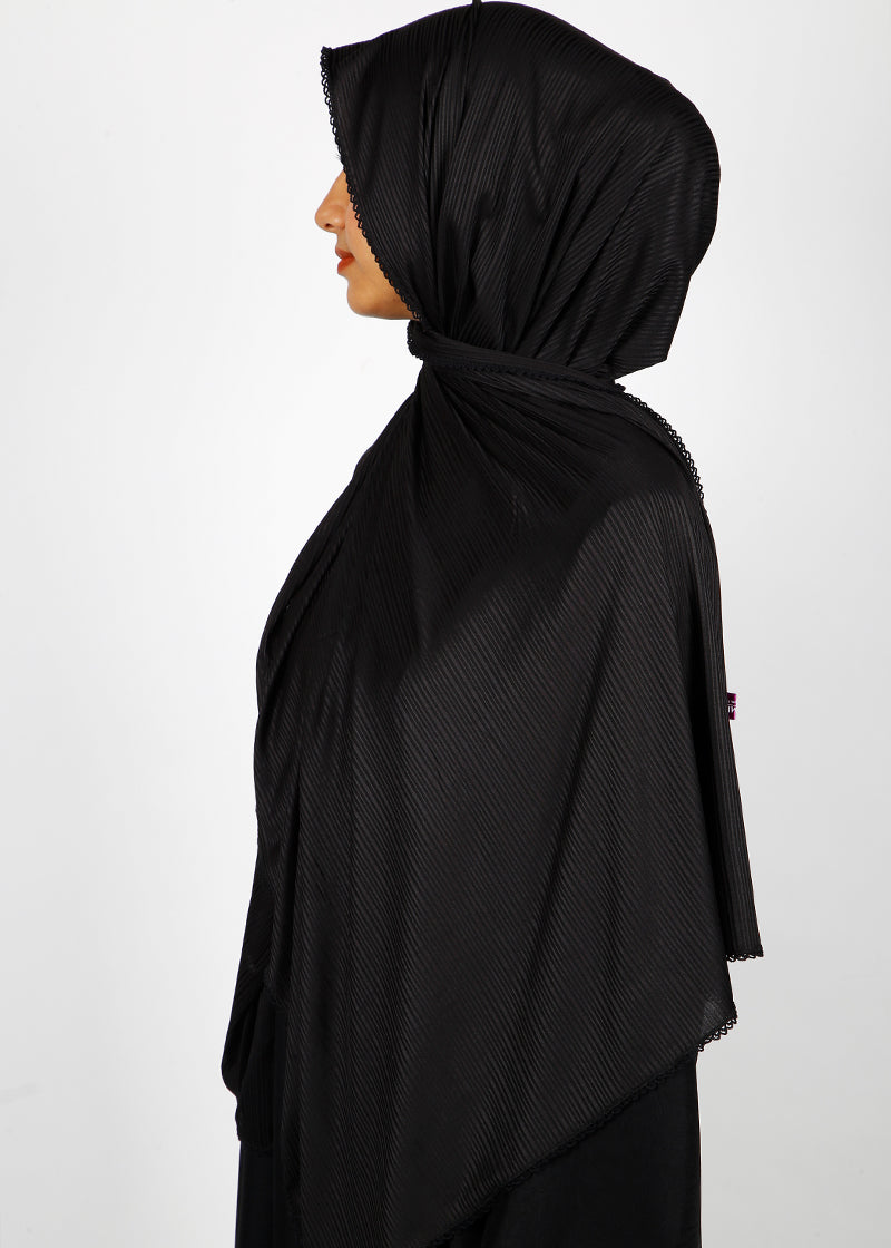 BeingMuslims Textured Gleaming Hijab Black Pack of 10