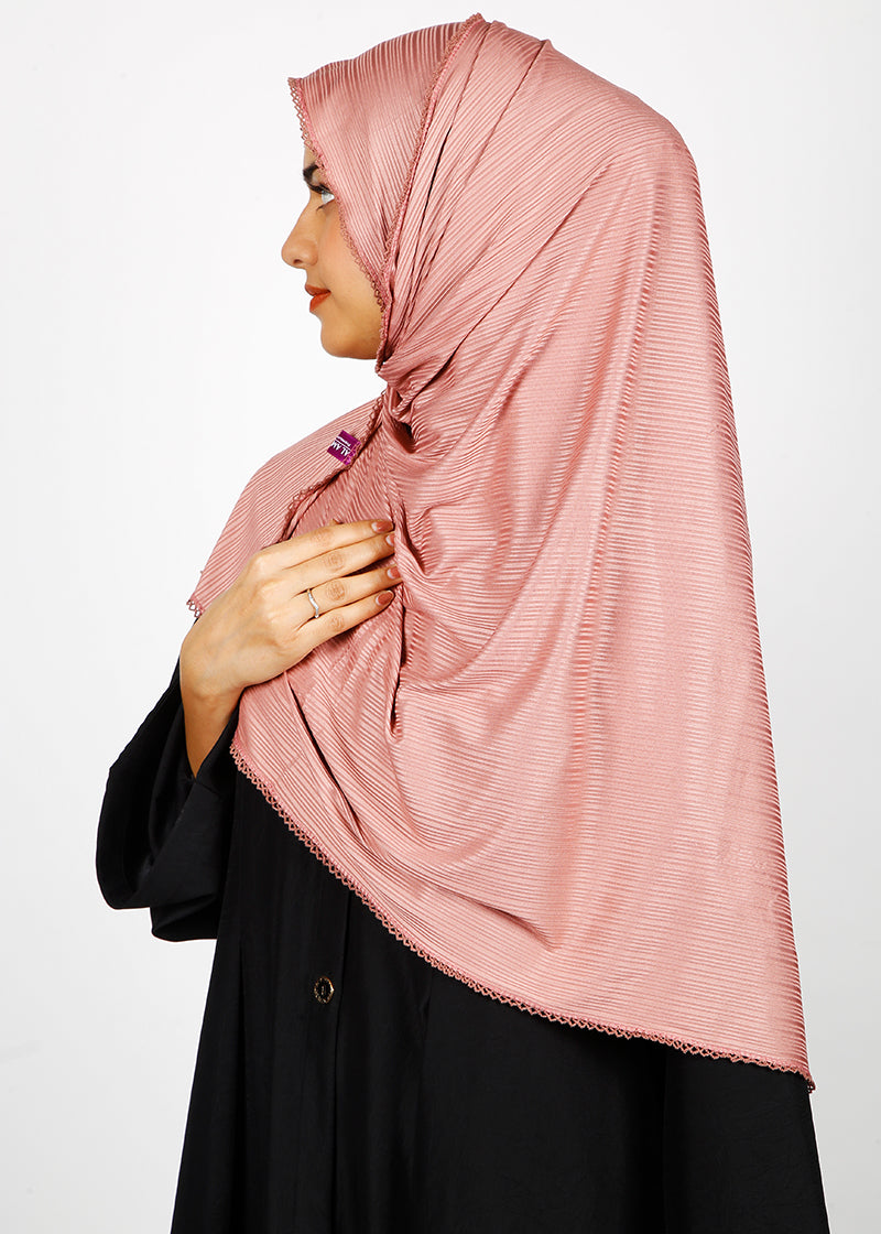 BeingMuslims Textured Gleaming Hijab Dusty Rose Pack of 10