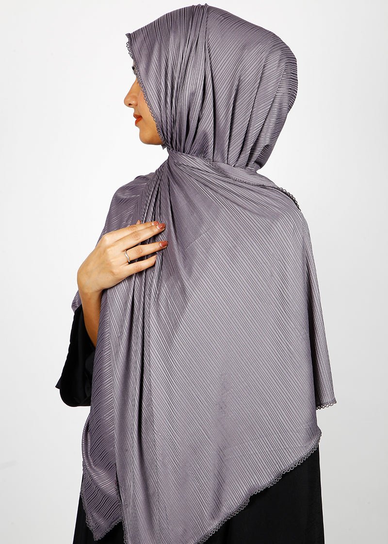 BeingMuslims Textured Gleaming Hijab Grey Pack of 10