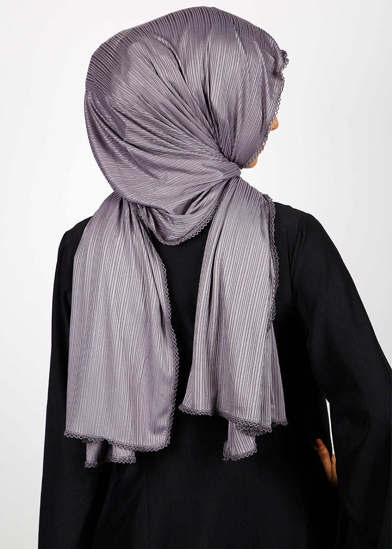 BeingMuslims Textured Gleaming Hijab Grey Pack of 10
