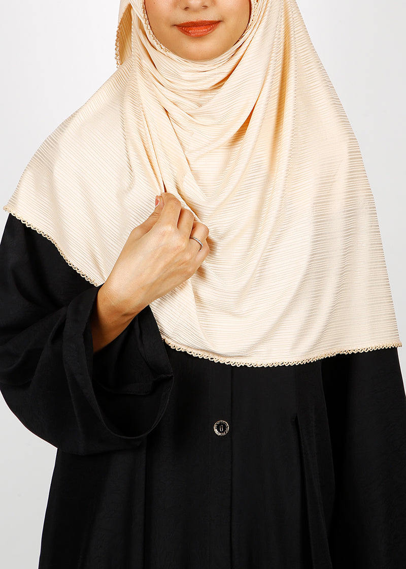 BeingMuslims Textured Gleaming Hijab Ivory Pack of 10
