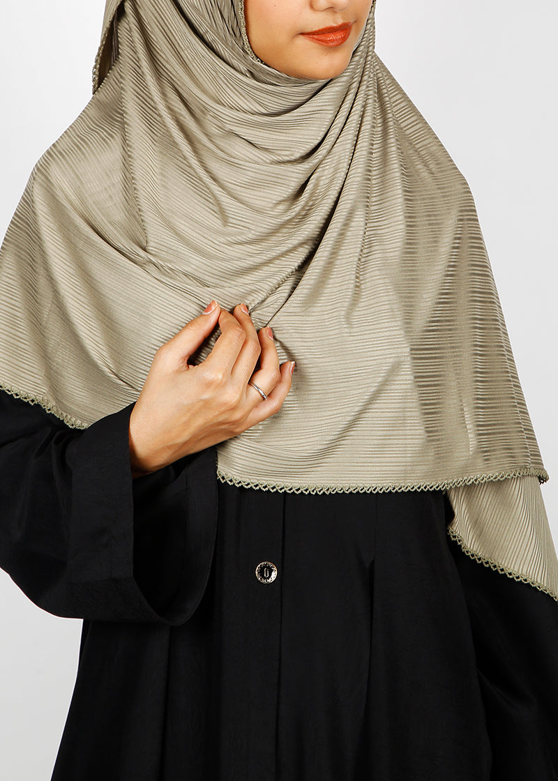 BeingMuslims Textured Gleaming Hijab Light Olive Pack of 10