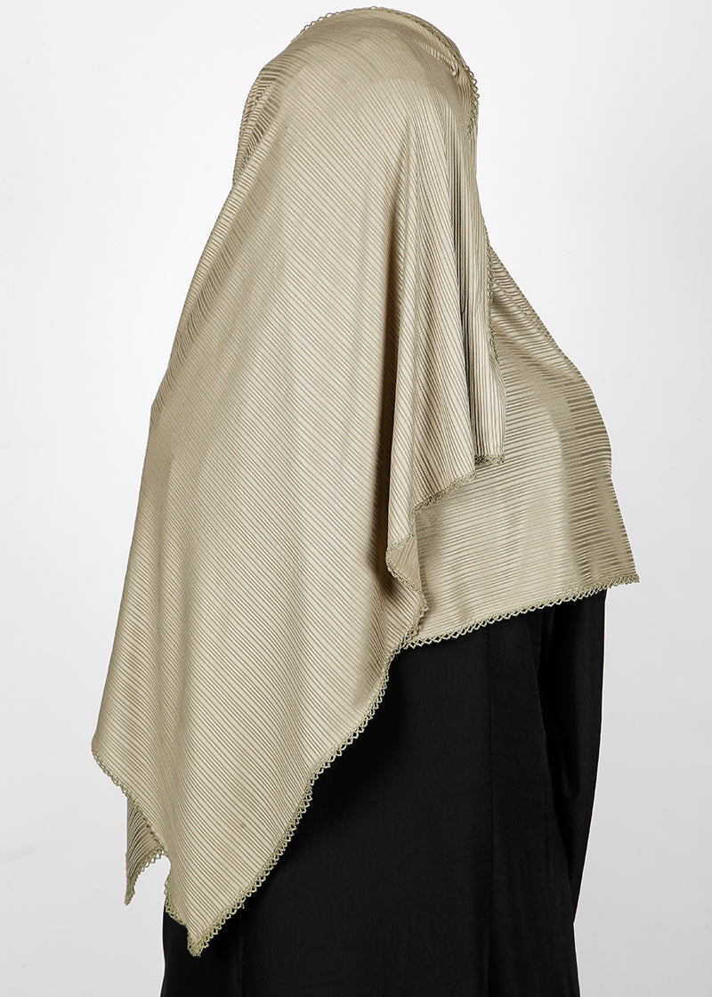 BeingMuslims Textured Gleaming Hijab Light Olive Pack of 10