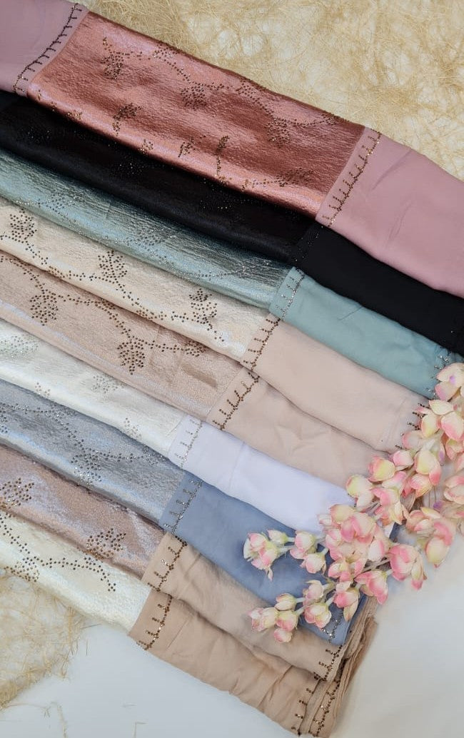 BeingMuslims Metallic ShimmerChiffon Hijab Pack of 10