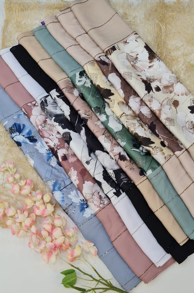 BeingMuslims Eye-catching Artistic Flower Print Georgette Hijab Pack of 10