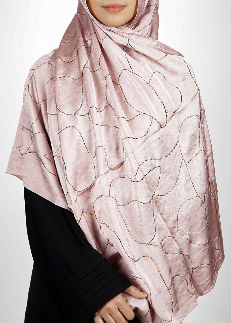 BeingMuslims Swarovski Work Satin Hijab Mauve Pack of 10