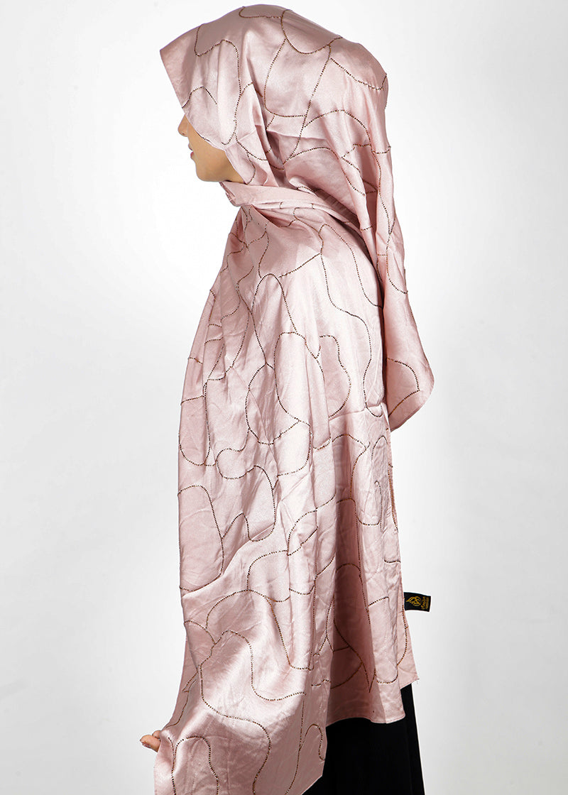 BeingMuslims Swarovski Work Satin Hijab Mauve Pack of 10