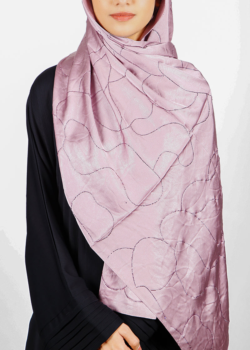 BeingMuslims Swarovski Work Satin Hijab Misty Rose Pack of 10