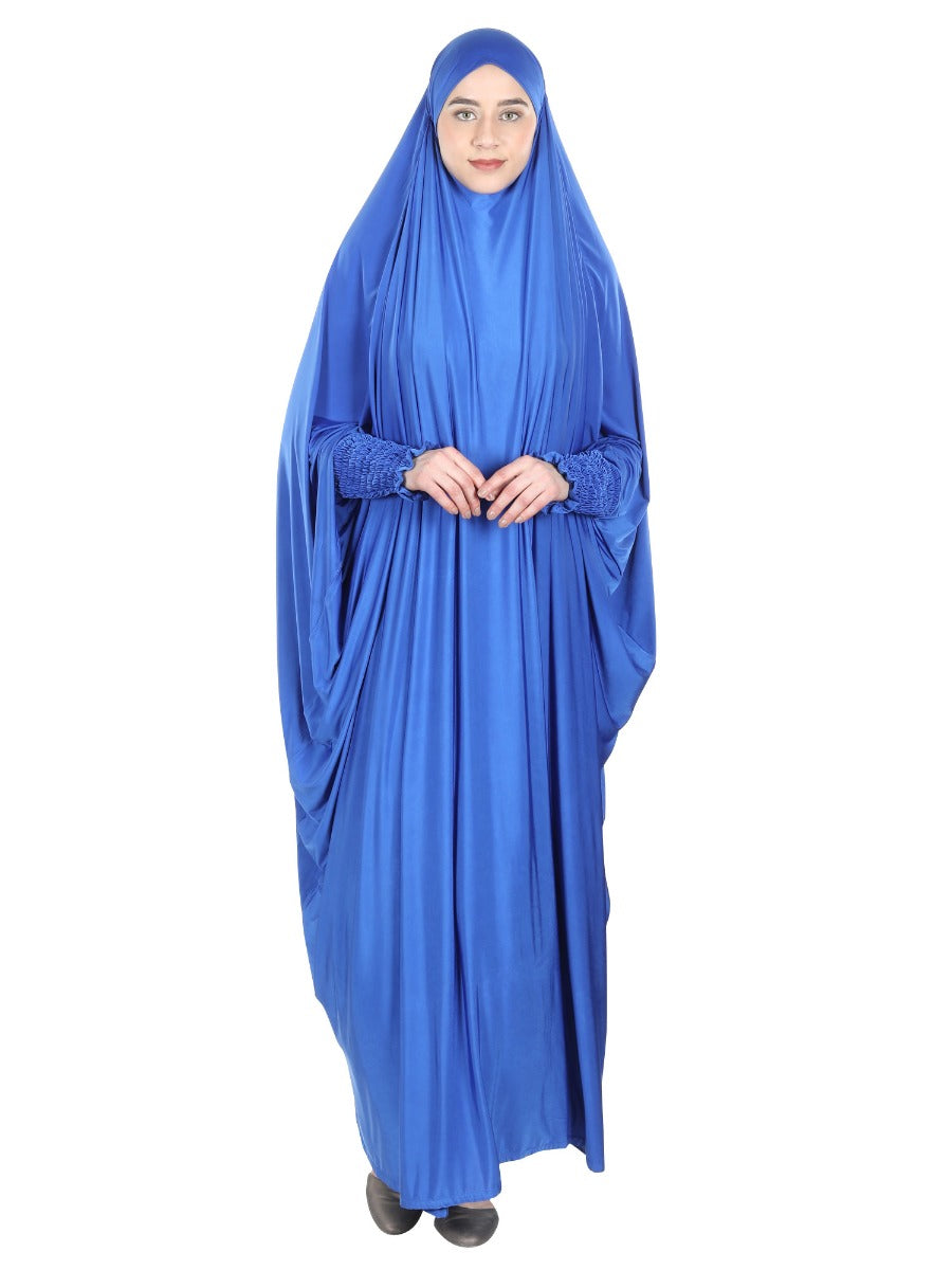 Smooth Royal Blue Jersey Full Body Jilbab Prayer Set Blue