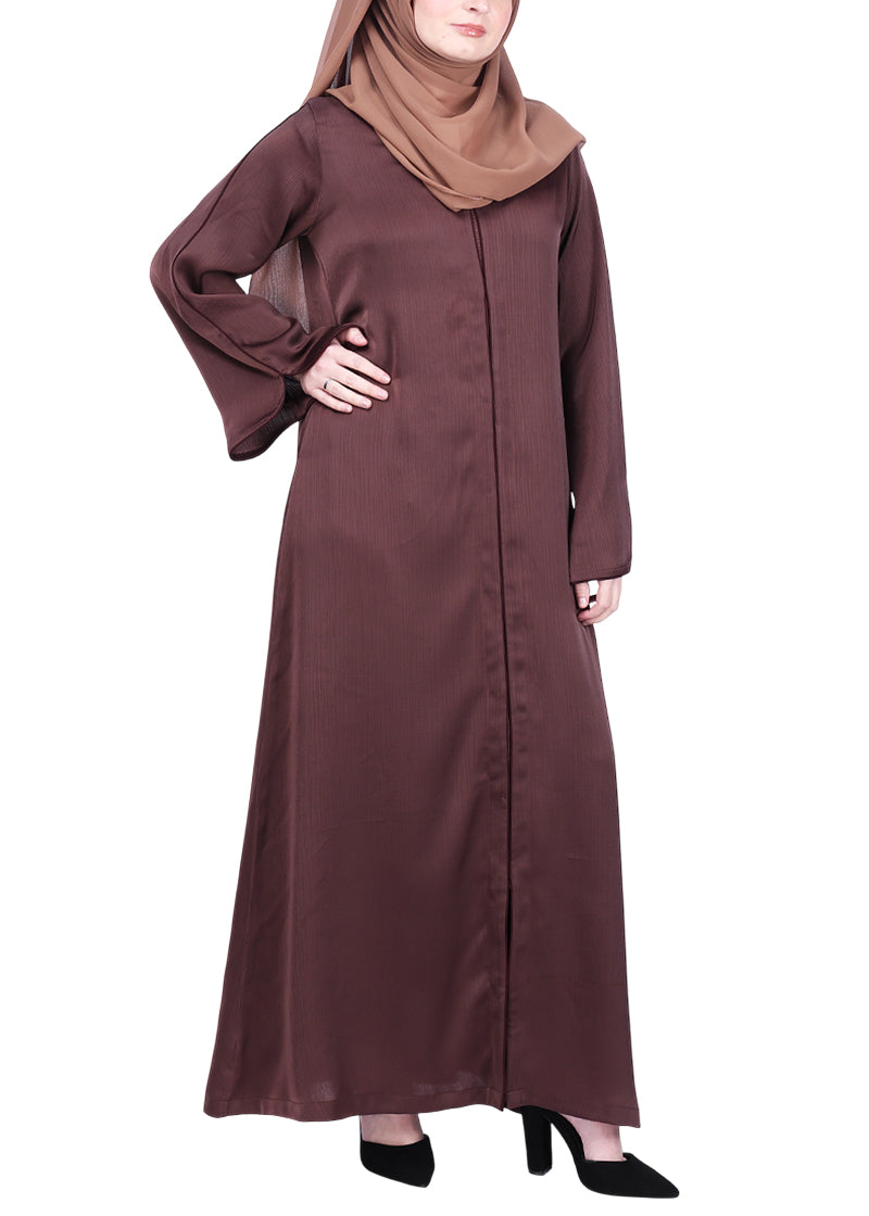 Being Muslims Minimalist Piping Abaya Dark Brown