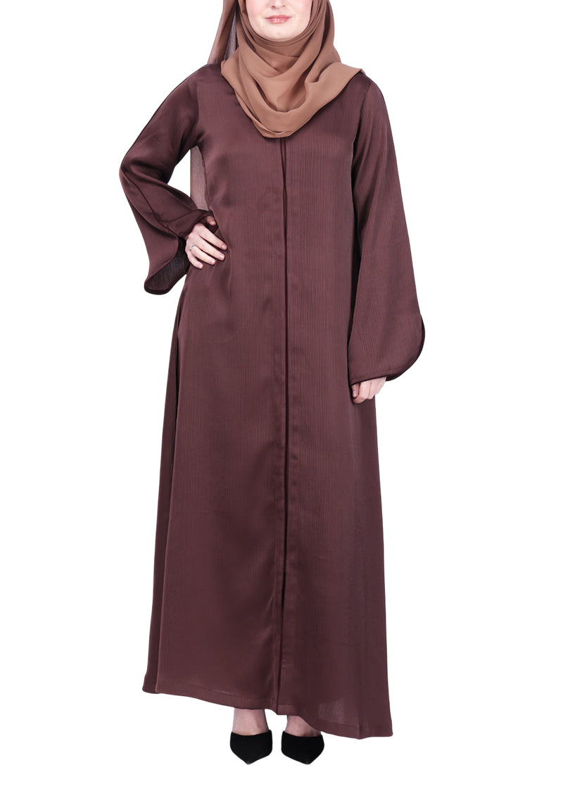 Being Muslims Minimalist Piping Abaya Dark Brown