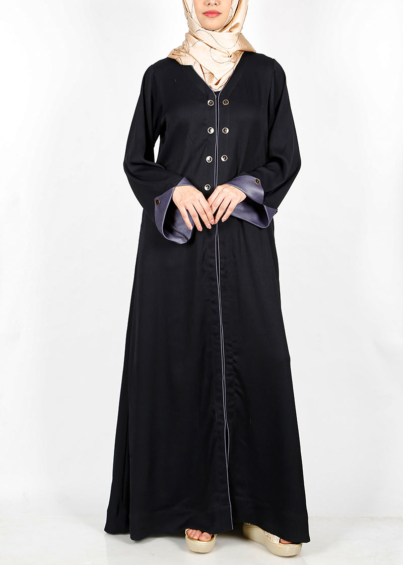 Being Muslims Silvermist Abaya with contrast sleeves Black