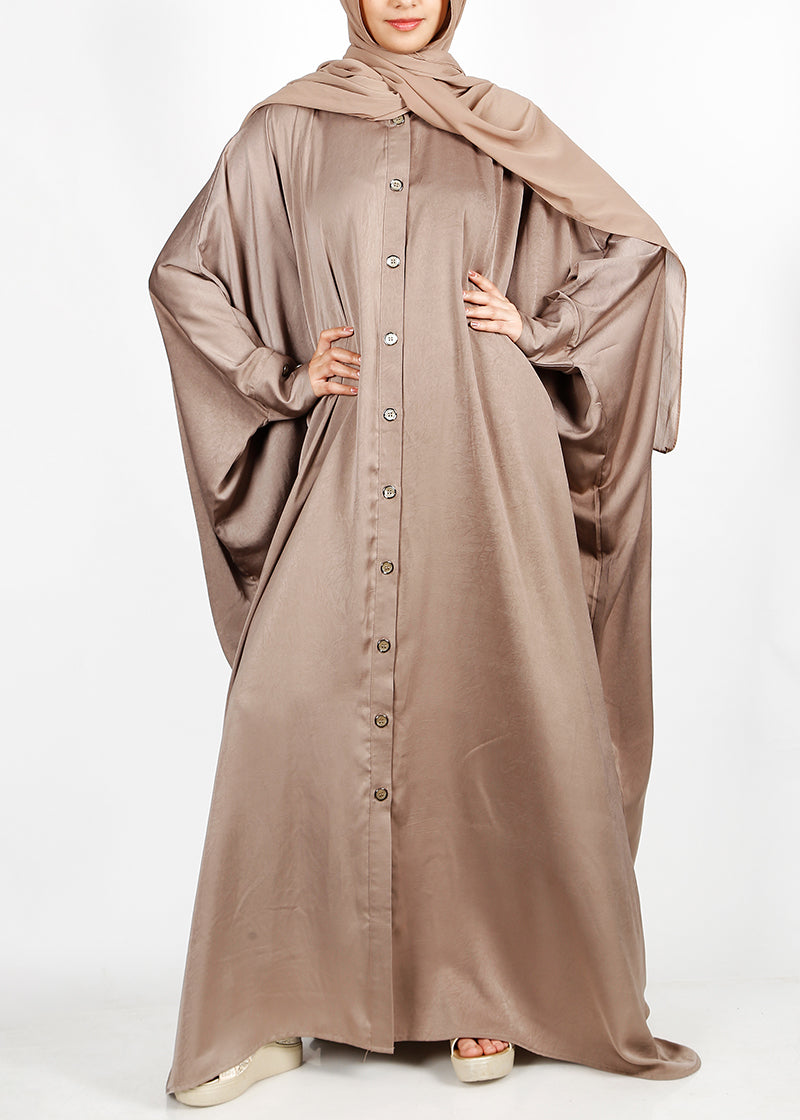 Being Muslims Batwing Button Down Kaftan Oak Brown